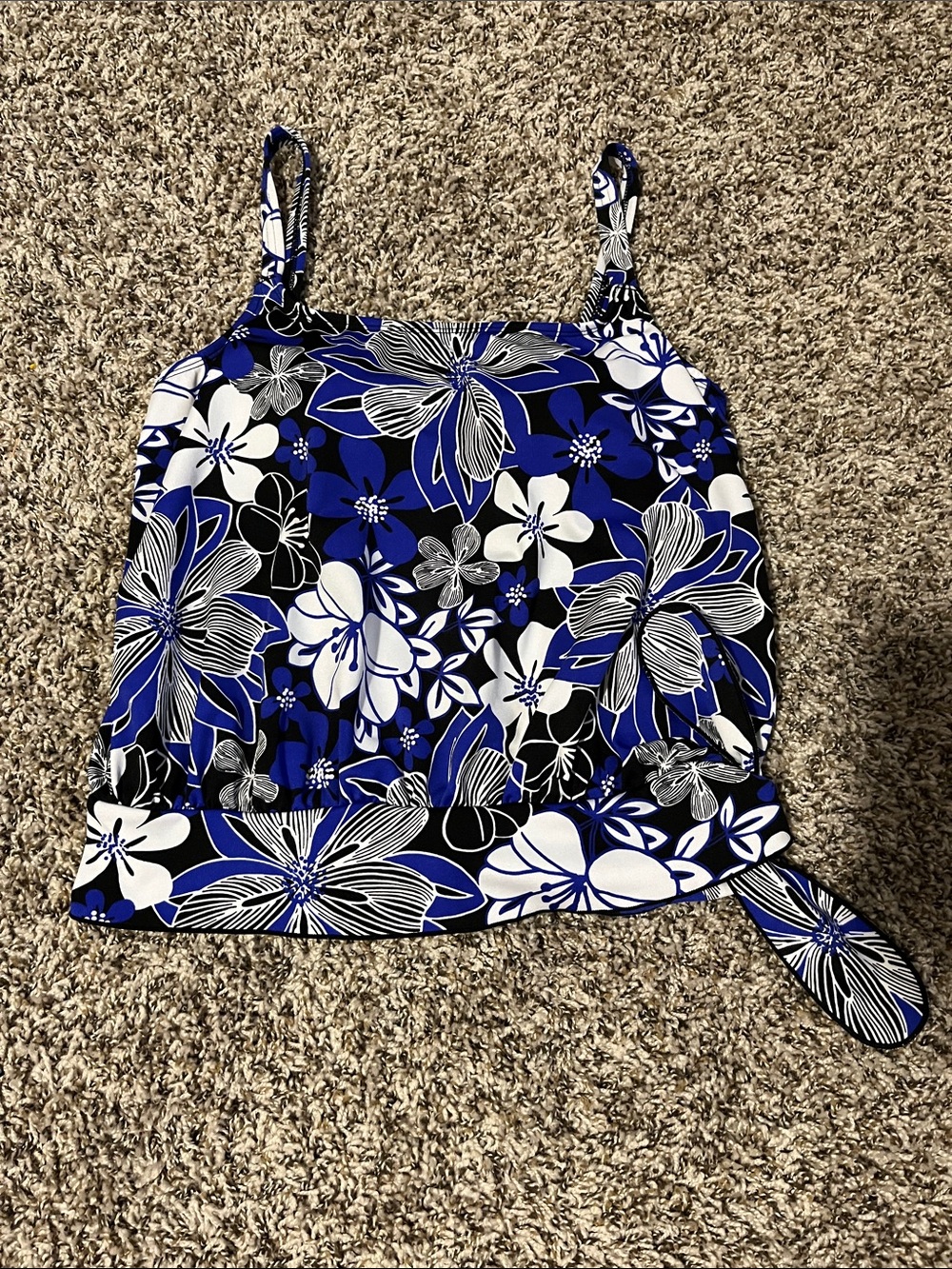 Blue Floral Tankini Swim Top - Women